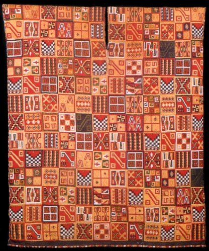 Königliche Tocapu-Tunika der Inka, 1450 bis 1534 n. Chr., Baumwolle und Kamelid, 71 x 76,5 cm, Bliss Collection, Research Center Library and Collection, Dumbarton Oaks, Washington, DC.