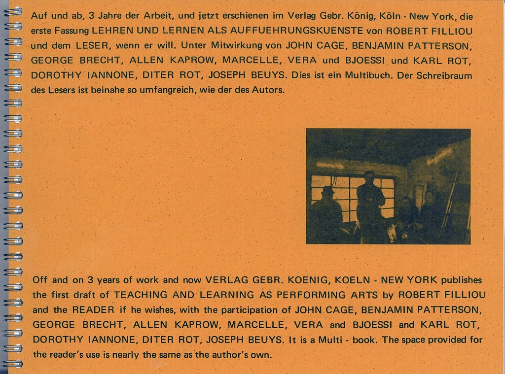Vorderseite: Robert Filliou: Lehren und Lernen als Auffuehrungskuenste (1970/2014)